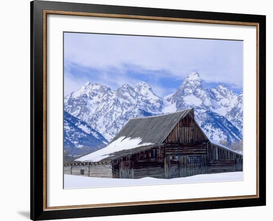 Moulton Barn below the Teton Range in winter-Scott T^ Smith-Framed Photographic Print