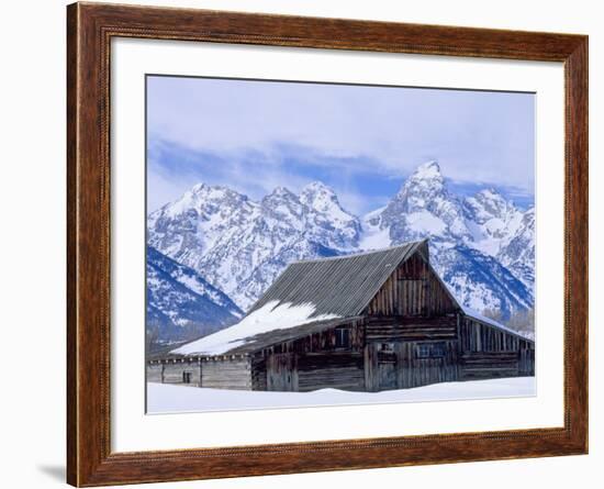 Moulton Barn below the Teton Range in winter-Scott T^ Smith-Framed Photographic Print