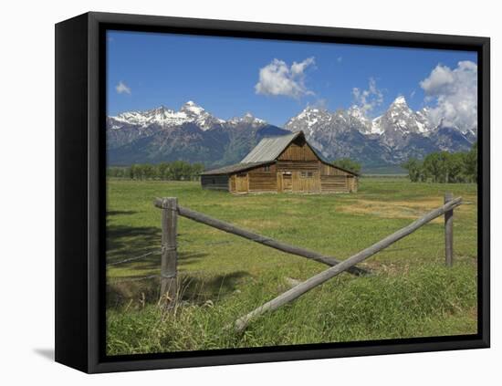 Moulton Barn on Mormon Row with the Grand Tetons Range, Grand Teton National Park, Wyoming, USA-Neale Clarke-Framed Premier Image Canvas