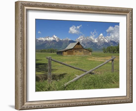 Moulton Barn on Mormon Row with the Grand Tetons Range, Grand Teton National Park, Wyoming, USA-Neale Clarke-Framed Photographic Print