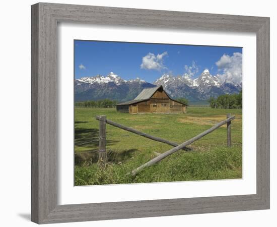 Moulton Barn on Mormon Row with the Grand Tetons Range, Grand Teton National Park, Wyoming, USA-Neale Clarke-Framed Photographic Print