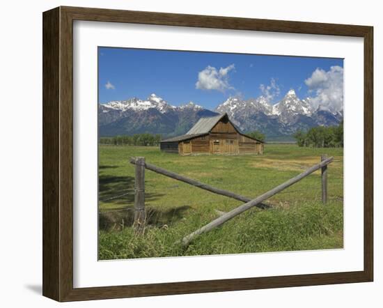 Moulton Barn on Mormon Row with the Grand Tetons Range, Grand Teton National Park, Wyoming, USA-Neale Clarke-Framed Photographic Print