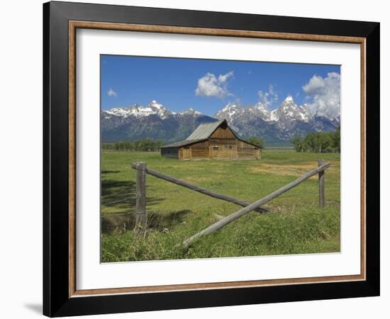 Moulton Barn on Mormon Row with the Grand Tetons Range, Grand Teton National Park, Wyoming, USA-Neale Clarke-Framed Photographic Print