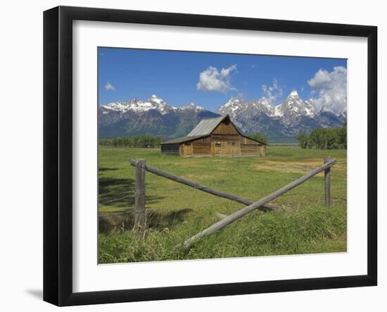 Moulton Barn on Mormon Row with the Grand Tetons Range, Grand Teton National Park, Wyoming, USA-Neale Clarke-Framed Photographic Print