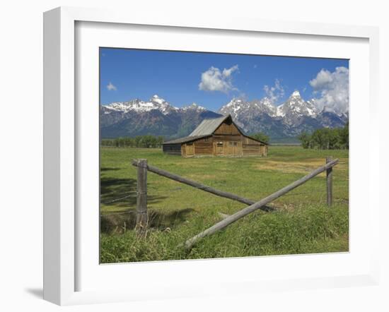Moulton Barn on Mormon Row with the Grand Tetons Range, Grand Teton National Park, Wyoming, USA-Neale Clarke-Framed Photographic Print