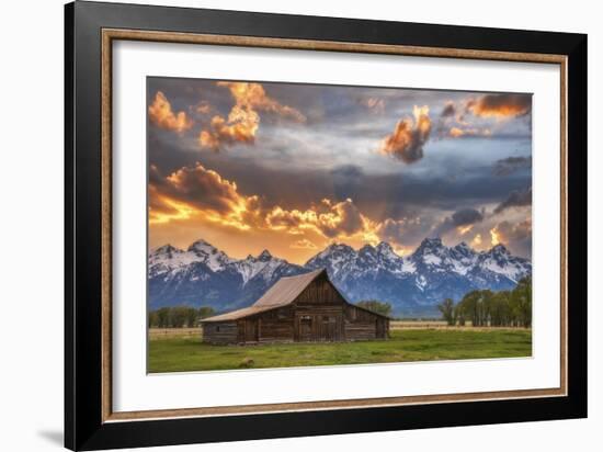 Moulton barn sunset fire-Darren White Photography-Framed Giclee Print