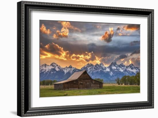 Moulton barn sunset fire-Darren White Photography-Framed Giclee Print