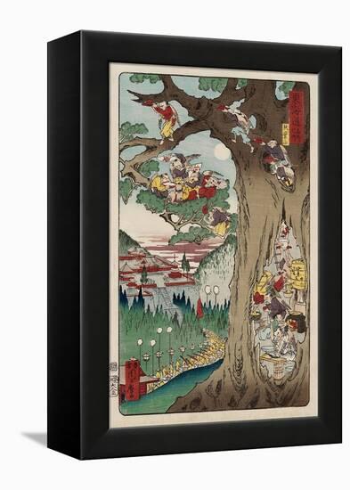 Mount Akiba from the Series Scenes of Famous Places Along the Tokaido Road-Kyosai Kawanabe-Framed Premier Image Canvas