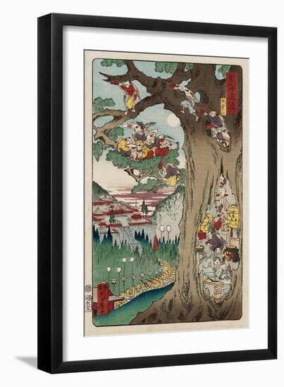 Mount Akiba from the Series Scenes of Famous Places Along the Tokaido Road-Kyosai Kawanabe-Framed Giclee Print