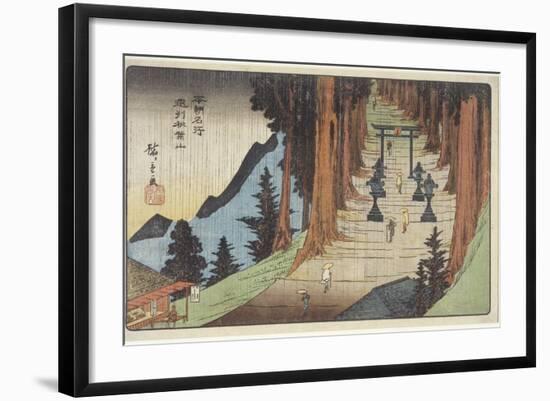 Mount Akiba in Enshu Province, 1837-1839-Utagawa Hiroshige-Framed Premium Giclee Print