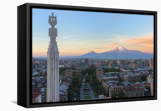 Mount Ararat and Yerevan viewed from Cascade at sunrise, Yerevan, Armenia, Central Asia, Asia-G&M Therin-Weise-Framed Premier Image Canvas