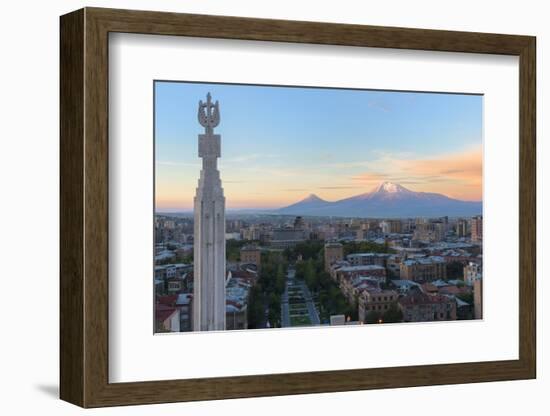 Mount Ararat and Yerevan viewed from Cascade at sunrise, Yerevan, Armenia, Central Asia, Asia-G&M Therin-Weise-Framed Photographic Print