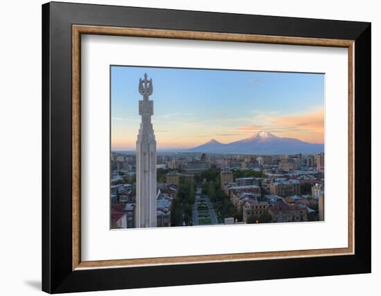 Mount Ararat and Yerevan viewed from Cascade at sunrise, Yerevan, Armenia, Central Asia, Asia-G&M Therin-Weise-Framed Photographic Print