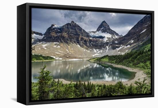 Mount Assiniboine and glacier above a beautiful reflection, Alberta, Canada.-Howie Garber-Framed Premier Image Canvas