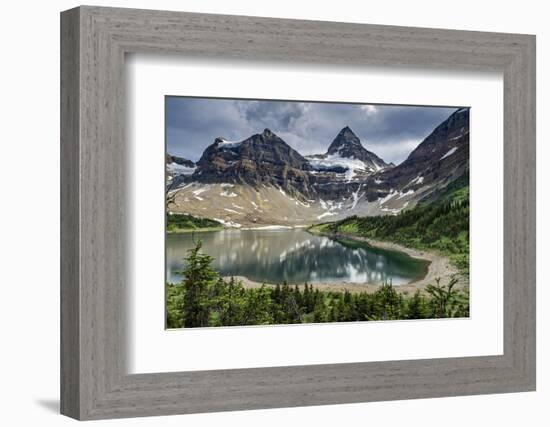 Mount Assiniboine and glacier above a beautiful reflection, Alberta, Canada.-Howie Garber-Framed Photographic Print