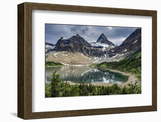 Mount Assiniboine and glacier above a beautiful reflection, Alberta, Canada.-Howie Garber-Framed Photographic Print