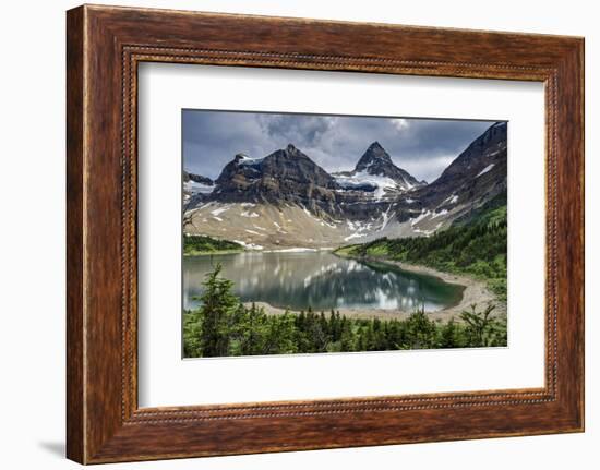 Mount Assiniboine and glacier above a beautiful reflection, Alberta, Canada.-Howie Garber-Framed Photographic Print