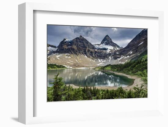 Mount Assiniboine and glacier above a beautiful reflection, Alberta, Canada.-Howie Garber-Framed Photographic Print