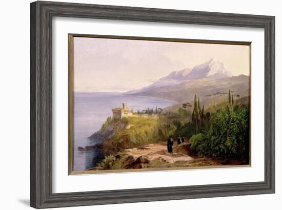 Mount Athos and the Monastery of Stavroniketes, 1857-Edward Lear-Framed Giclee Print