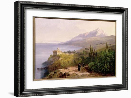 Mount Athos and the Monastery of Stavroniketes, 1857-Edward Lear-Framed Giclee Print