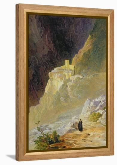 Mount Athos, the Monastery of St. Paul, 1858-Edward Lear-Framed Premier Image Canvas