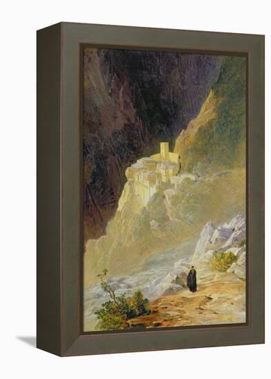 Mount Athos, the Monastery of St. Paul, 1858-Edward Lear-Framed Premier Image Canvas