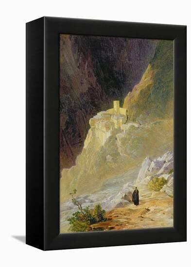 Mount Athos, the Monastery of St. Paul, 1858-Edward Lear-Framed Premier Image Canvas