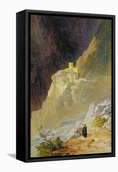 Mount Athos, the Monastery of St. Paul, 1858-Edward Lear-Framed Premier Image Canvas