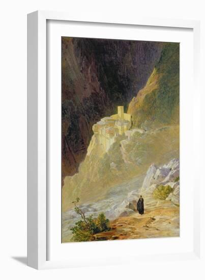 Mount Athos, the Monastery of St. Paul, 1858-Edward Lear-Framed Giclee Print