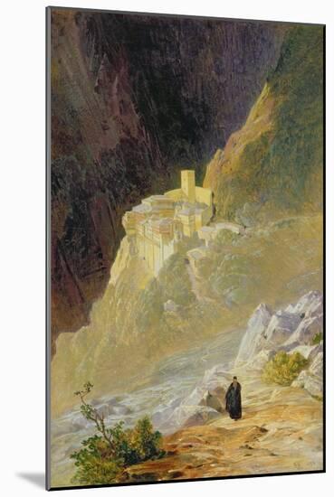 Mount Athos, the Monastery of St. Paul, 1858-Edward Lear-Mounted Giclee Print