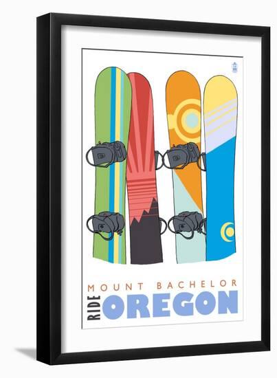 Mount Bachelor, Oregon, Snowboards in the Snow-Lantern Press-Framed Art Print