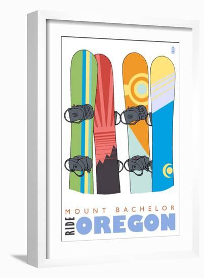 Mount Bachelor, Oregon, Snowboards in the Snow-Lantern Press-Framed Art Print