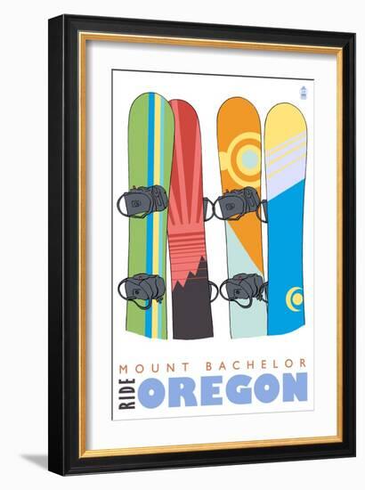 Mount Bachelor, Oregon, Snowboards in the Snow-Lantern Press-Framed Art Print