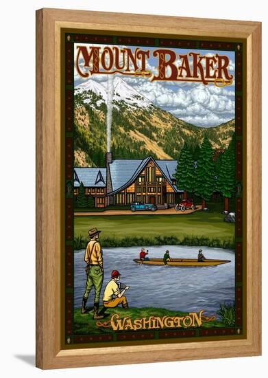 Mount Baker Lodge, Washington-Lantern Press-Framed Stretched Canvas