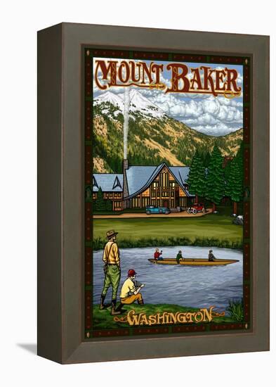 Mount Baker Lodge, Washington-Lantern Press-Framed Stretched Canvas