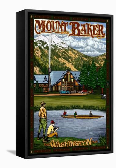 Mount Baker Lodge, Washington-Lantern Press-Framed Stretched Canvas