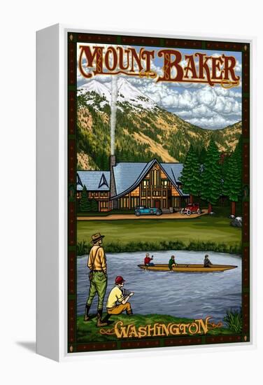 Mount Baker Lodge, Washington-Lantern Press-Framed Stretched Canvas