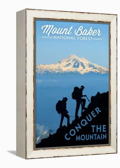 Mount Baker National Forest, Washington - Conquer the Mountain-Lantern Press-Framed Stretched Canvas