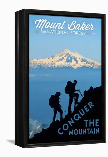 Mount Baker National Forest, Washington - Conquer the Mountain-Lantern Press-Framed Stretched Canvas