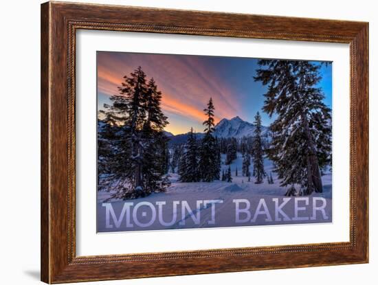 Mount Baker, Washington - Snow and Sunrise-Lantern Press-Framed Art Print