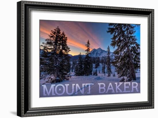 Mount Baker, Washington - Snow and Sunrise-Lantern Press-Framed Art Print