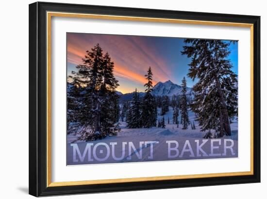 Mount Baker, Washington - Snow and Sunrise-Lantern Press-Framed Art Print