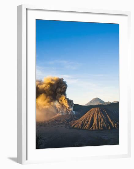 Mount Bromo Volcano Erupting at Sunrise, Sending Volcanic Ash High into Sky, East Java, Indonesia-Matthew Williams-Ellis-Framed Photographic Print