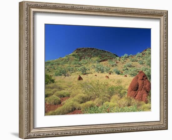 Mount Bruce and Termite Mounds, Karijini National Park, Pilbara, Western Australia, Australia-Pitamitz Sergio-Framed Photographic Print