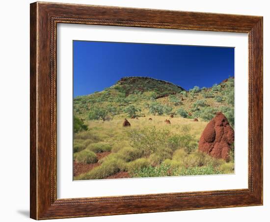 Mount Bruce and Termite Mounds, Karijini National Park, Pilbara, Western Australia, Australia-Pitamitz Sergio-Framed Photographic Print