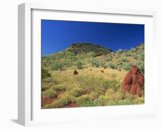 Mount Bruce and Termite Mounds, Karijini National Park, Pilbara, Western Australia, Australia-Pitamitz Sergio-Framed Photographic Print