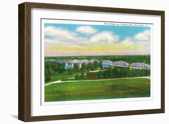 Mount Carmel, Illinois, Panoramic View of the Free Bridge over Wabash River-Lantern Press-Framed Art Print