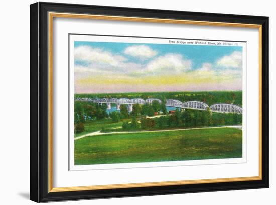 Mount Carmel, Illinois, Panoramic View of the Free Bridge over Wabash River-Lantern Press-Framed Art Print