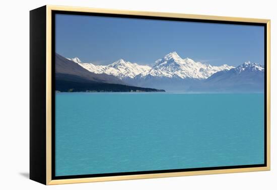 Mount Cook and Lake Pukaki, Mount Cook National Park, Canterbury Region-Stuart Black-Framed Premier Image Canvas