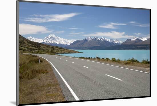 Mount Cook and Lake Pukaki with Empty Mount Cook Road, Mount Cook National Park, Canterbury Region-Stuart Black-Mounted Photographic Print